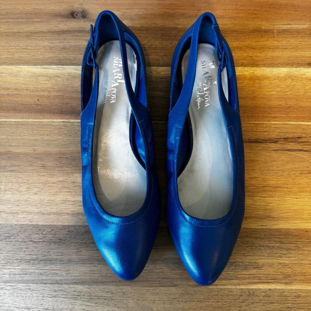 Maria‎ Sharapova by Cole Haan Women 8 B Blue Leather Ballet Flat Classic Chic